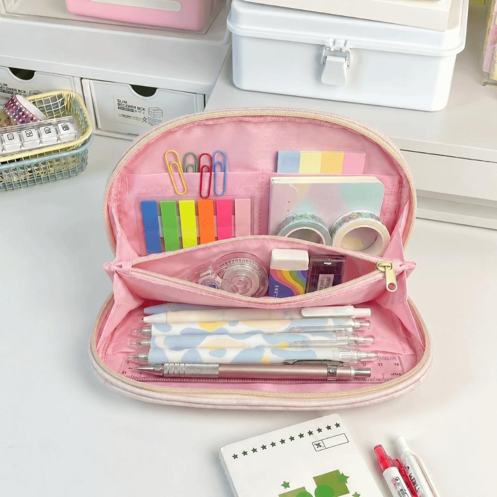 Polka Dot Pattern Pencil Case Large Capacity Stationery Bag Stationery Organizer  Students Gift