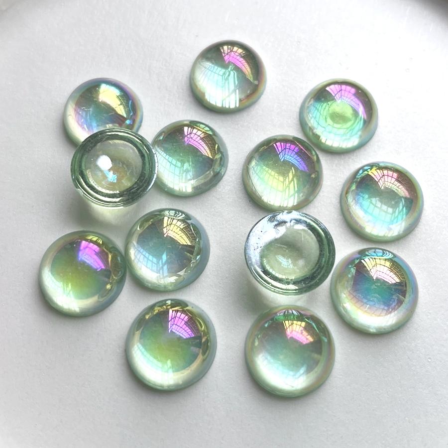 25pcs16mm Semi-circular AB Color Crystal Rhinestone DIY Jewelry Making Resin Flat Back Decoration Wedding Decoration Scrapbook