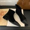 Pointed Toe Chunky Women Ankle Boots Suede Elegant Mid Heels Shoes 2025 Trend Fashion Pumps Winter New Chelsea Botas De Mujer