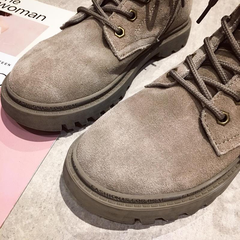 Ботинки Мартина женские рабочие ботинки 2025 осень и зима новые интернет-знаменитость корейская версия модные короткие ботинки бархатные круглый носок женские ботинки ре