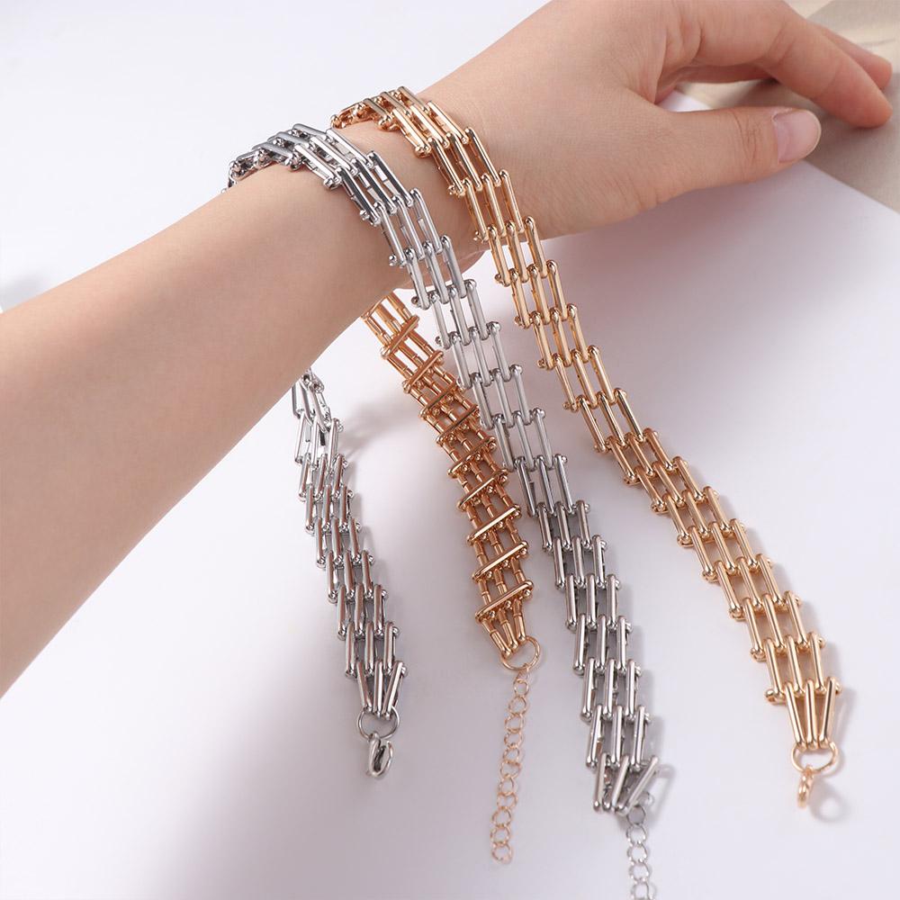 Сетчатый дизайн Преувеличенная кубинская массивная цепь Цинк Цинковый сплав Цепочка на ключицу Модная хип-хоп ожерелье Лето