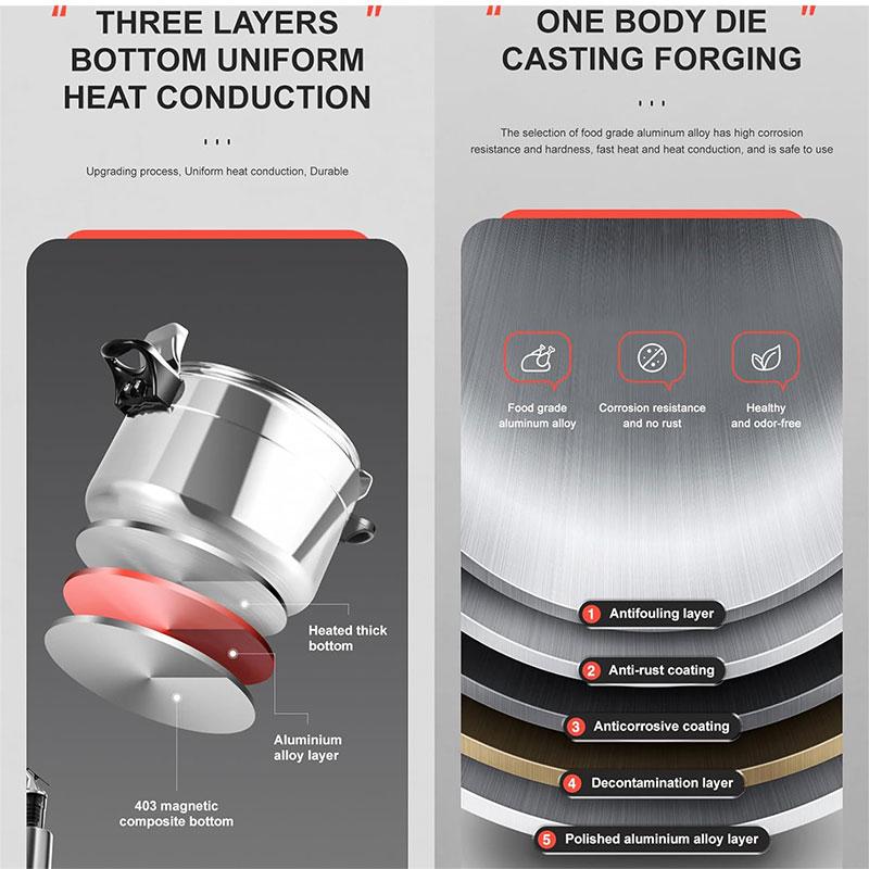 3L/5L/7L Профессиональная скороварка Сверхпрочная алюминиевая взрывозащищенная кастрюля для газовой плиты