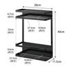 Yamazaki Tower Laundry Rack, 2-Tier Magnetic Storage Rack for Next to Washing Machine, Black, W28 x D11.5 x H40cm, Large Capacity, Holds Refills, Mode