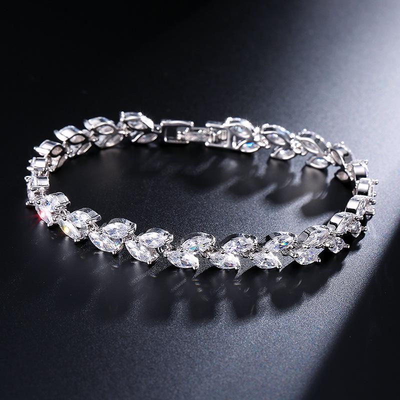 RAKOL Korean Willow Leaf Zircon Bracelet - Elegant Fashion Jewelry for Women