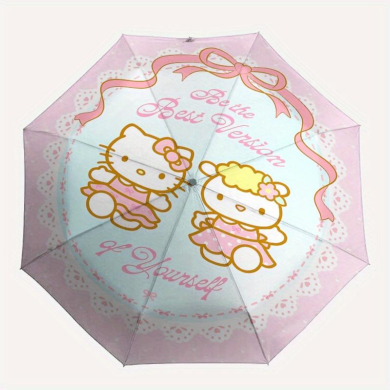 Hello Kitty, Friendship Automatic Open/Close Umbrella-Cute Umbrella with Cute Design, Portable 3-Fold Compact Umbrella for Men & Women, Hall