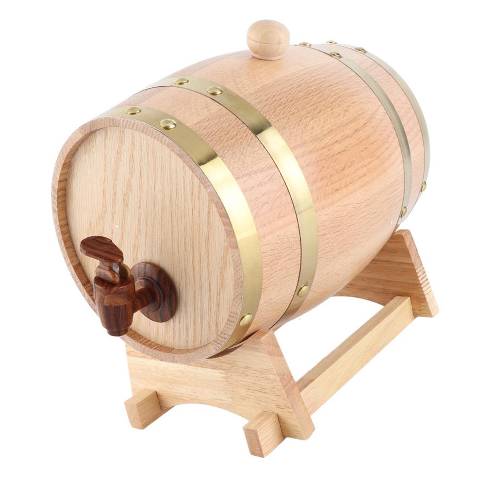 3L Vintage Wood Oak Timber Wine Barrel Dispenser for Whiskey Bourbon Tequila