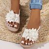 Fashion Women Flat Slippers 2024 New Summer Fashion Sandals Casual Vacation Braided Floral Pattern Toe Post Beach Slippers Slides Women