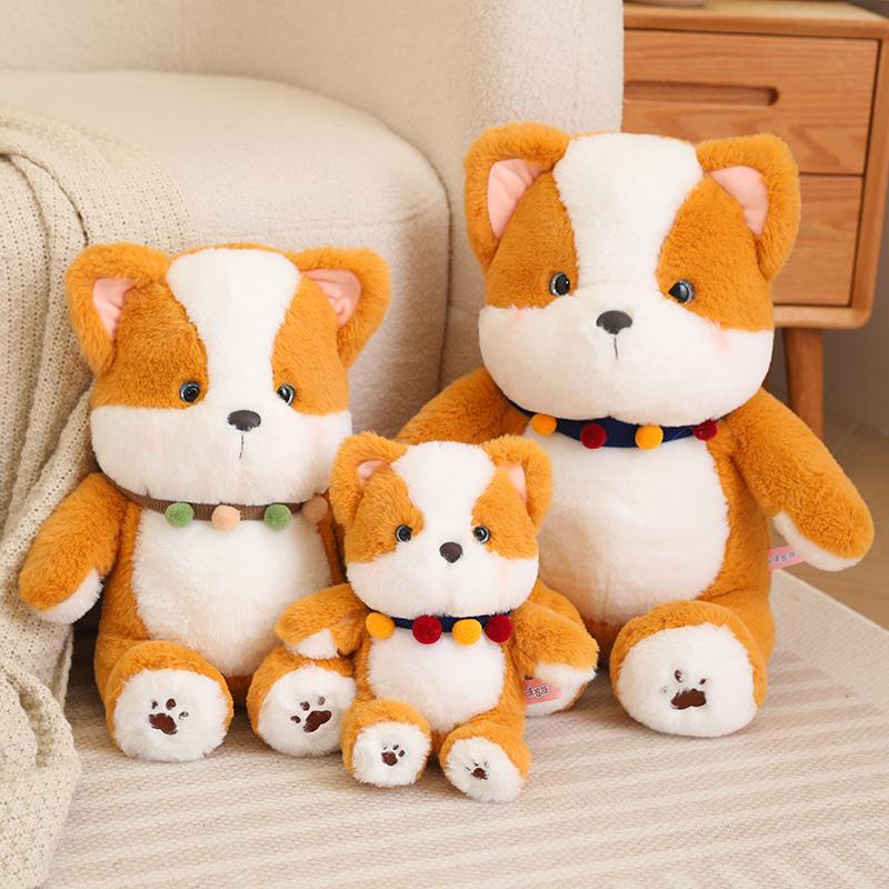 Plush Corgi Husky Dog Plush Toy Stuffed Big Head Kawaii Lifelike Animal Shiba Inu Doll Room Decor