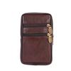 Men's Genuine Leather Waist Pack Bag Double Zipper Cell Mobile Phone Case Coin Purse Pocket Pouch