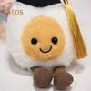 Graduation Egg Plush Doll Stuffed Toy with Bachelor's Hat Fun Food Pillow Cute And Quirky Plush Doll Gift for Graduates