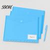 Multi-color Transparent File Bags Plastic Folder with Label Pocket, Hook And Loop Closure Clear Curved Flip Cover Poly Envelope Document Folder,