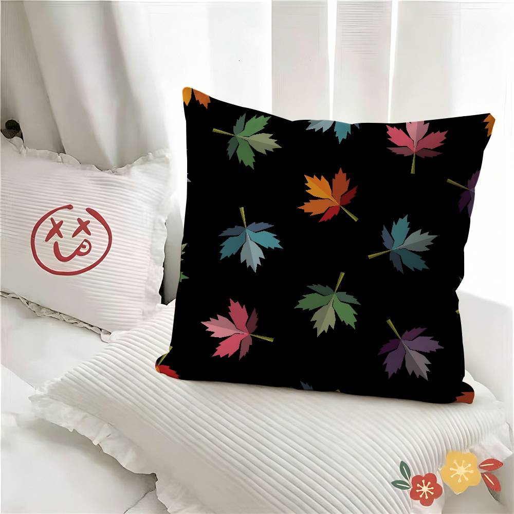 pc Artistic Leaves Pillow Case Fashion Square Pillowcase Bedroom Sofa Room Ins Decoration Leisure