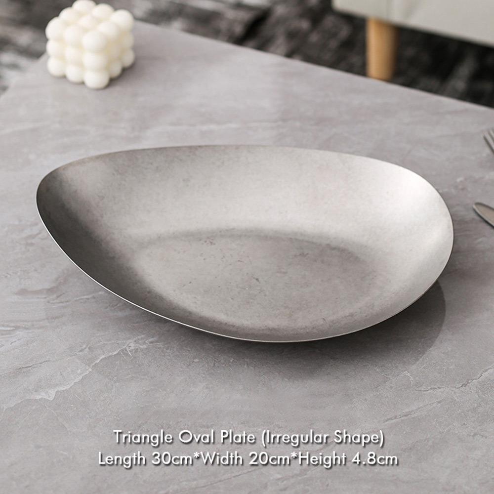 Многофункциональная винтажная металлическая обеденная тарелка, неправильная костяная посуда, ретро тарелки для еды, для обеда