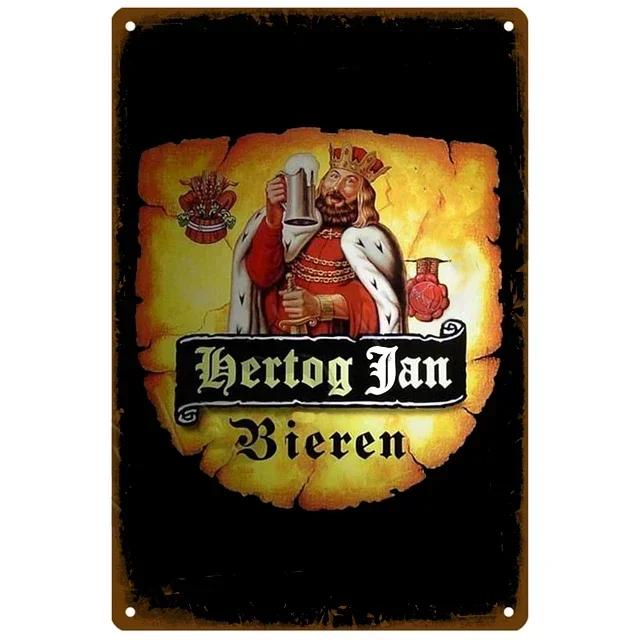 Винтажная металлическая жестяная вывеска с тематикой пива Hertog Jan La Chouffe Ретро Декор на стену от бельгийской пивоварни для бара паба мужской комнаты Рустик Железо P