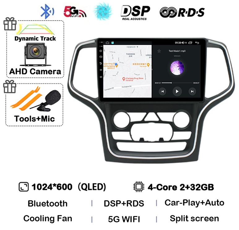 Android 14 беспроводной Carplay Auto 4G+WIFI для Jeep Grand Cherokee WK2 2014-2017 навигация GPS автомобильный радиоприемник мультимедиа видеоплеер