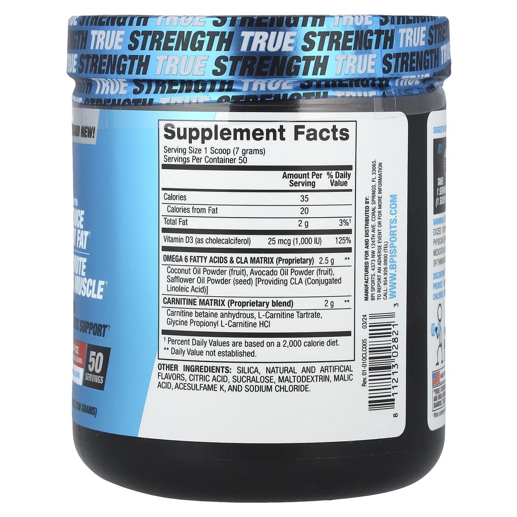 BPI Sports CLA + Carnitine, Rainbow Ice, 12.34 Oz (350 G)