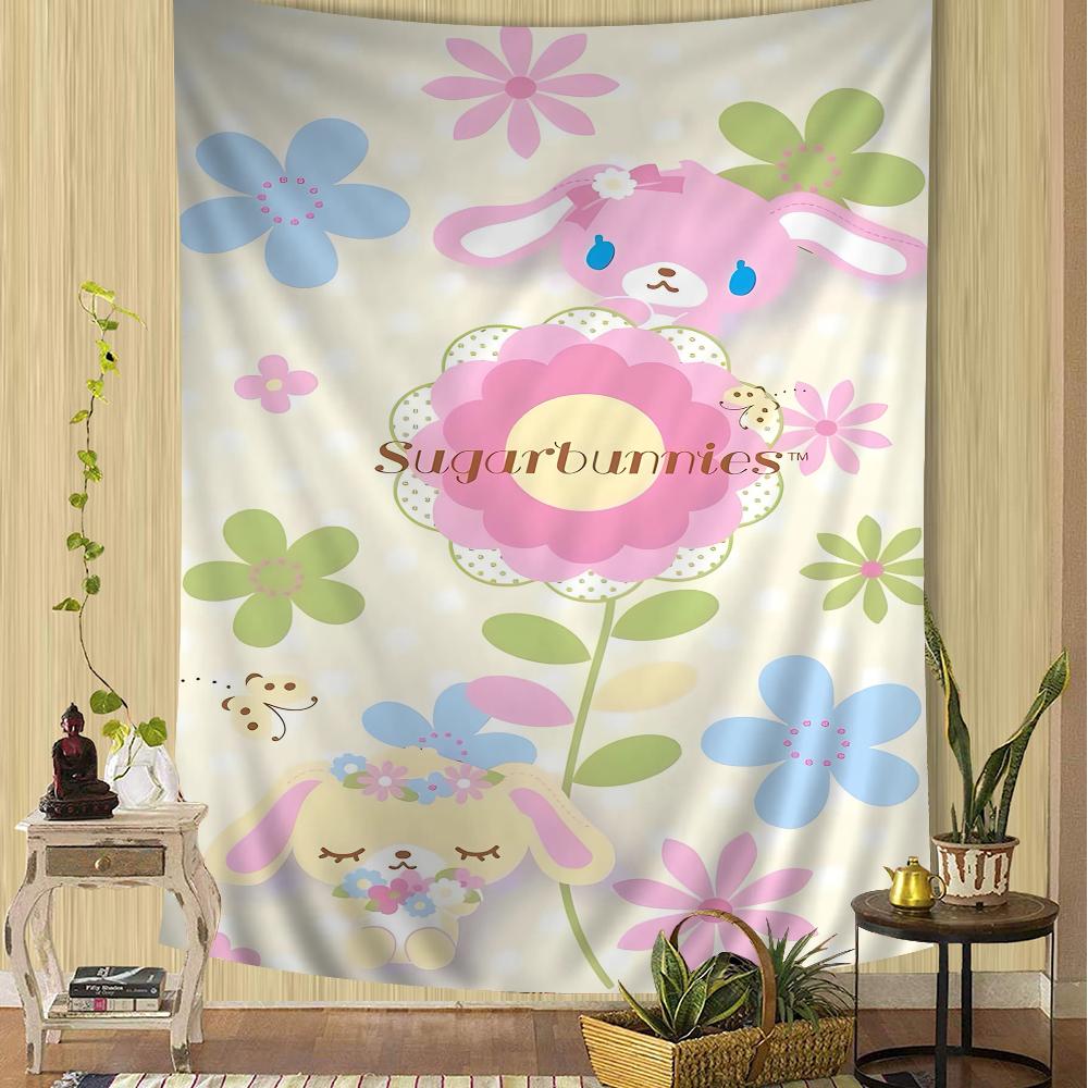 Sugarbunnies Anime Kawaii Cartoon Tapestry Bohemian Wall Hanging Sheets for Room Decor Bedroom Living Room Dorm Wall Art