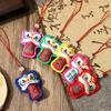 Chinese Style Lion Dance Embroidered Pendant Awakened Lion Hanging Decoration  Temple Safe Amulet