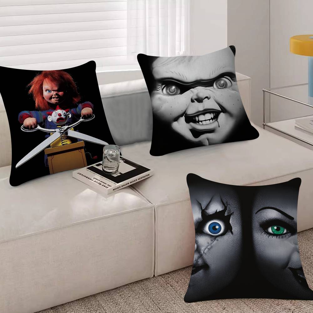 Horror Movie Chucky Childs Play Pillow Covers Cartoon Sofa Decorative Home Doublesided Printing Short Plush Cute Cushion