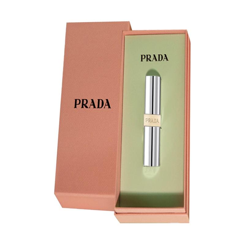 Prada Limited edition translucent lipstick gift box, moisturizing, easy to color and complexion #P60 Apricot Brown Naked Apricot Powder 3.8g