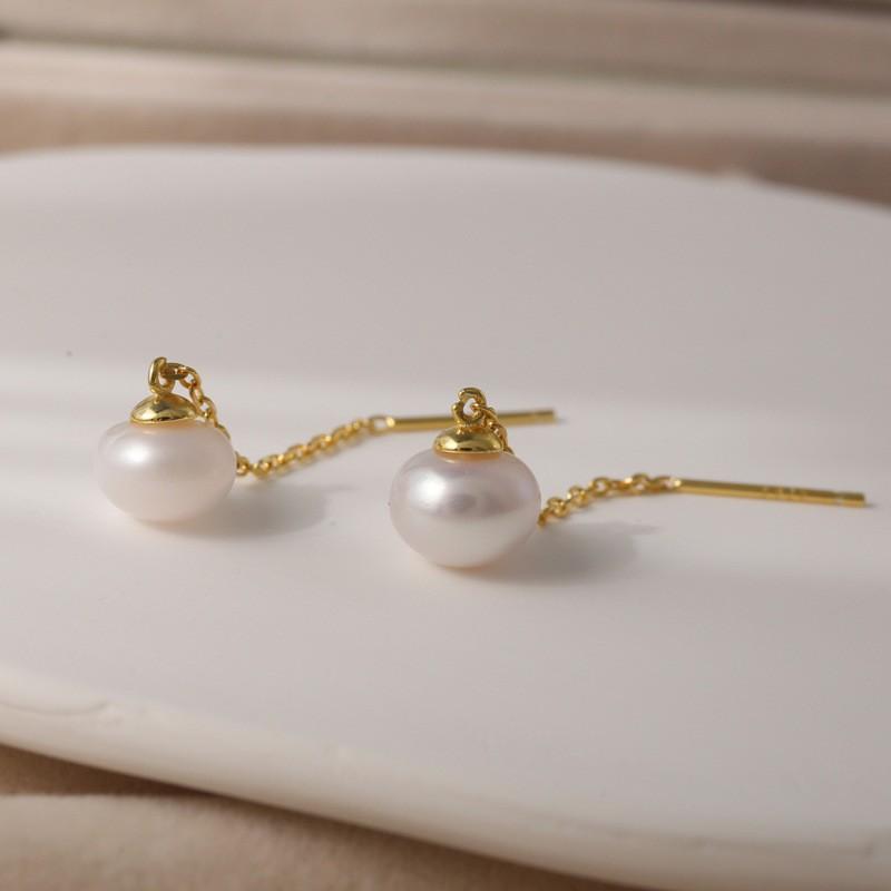 Серьги с жемчугом для женщин Модные и универсальные серьги Простые серьги высокого класса