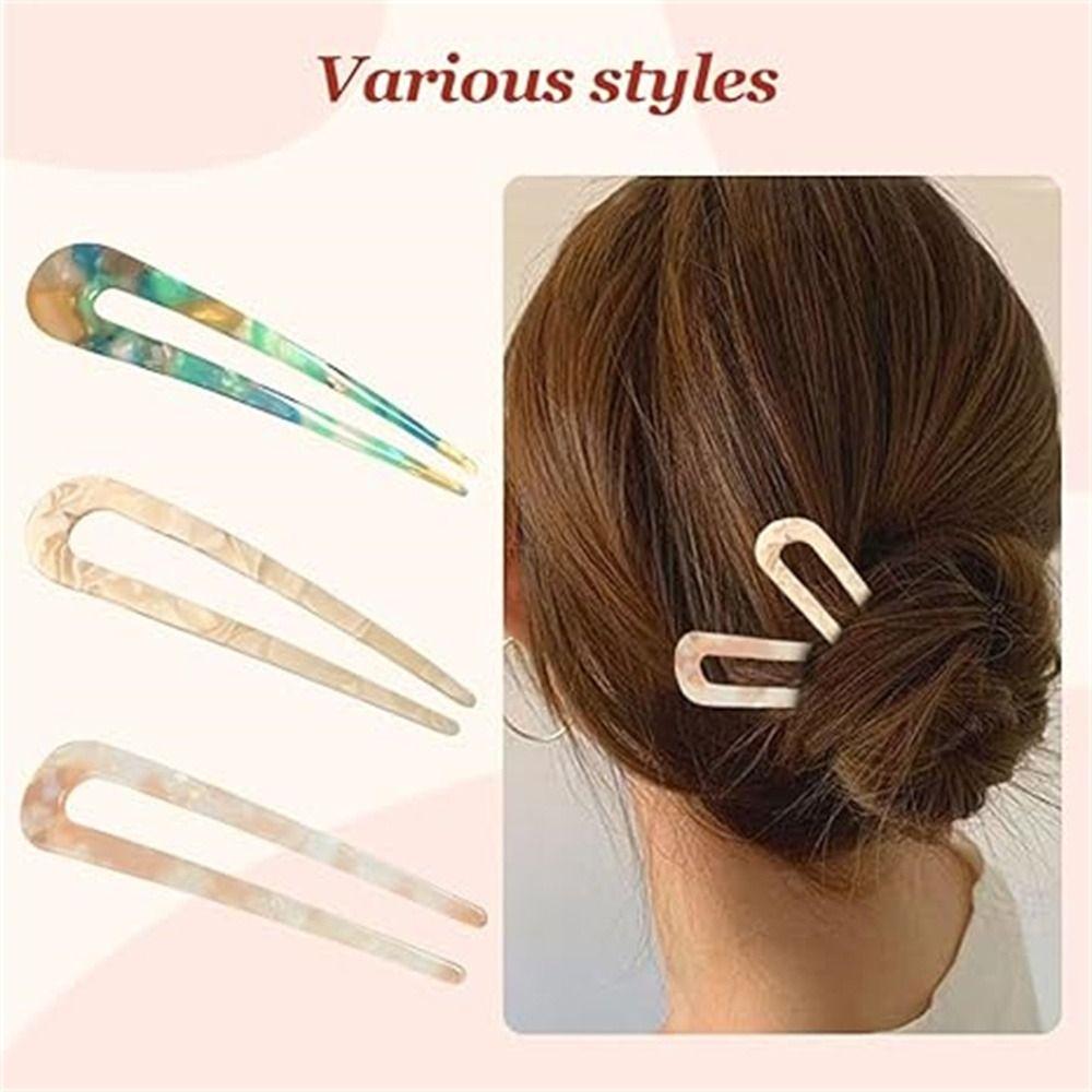 Geometric Design Hair Pins Acetate Hair Bun Fashion Hair Sticks for Women Girls