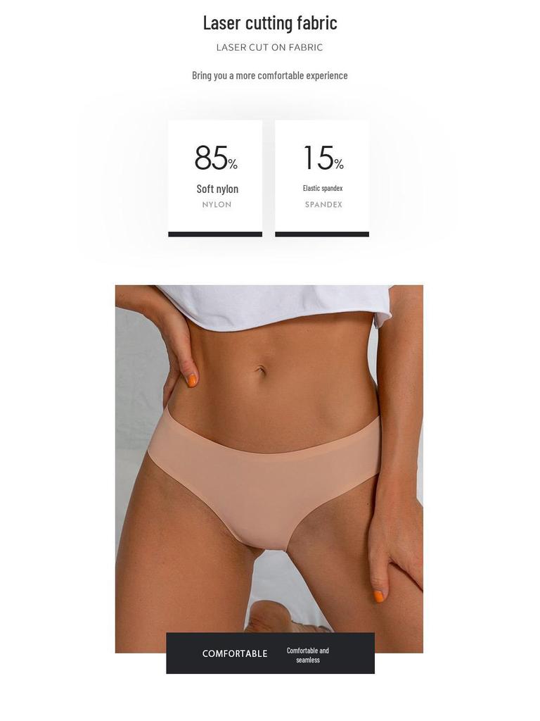 Plus Size Seamless Ice Silk Breathable Women's Sport Briefs with Cotton Crotch