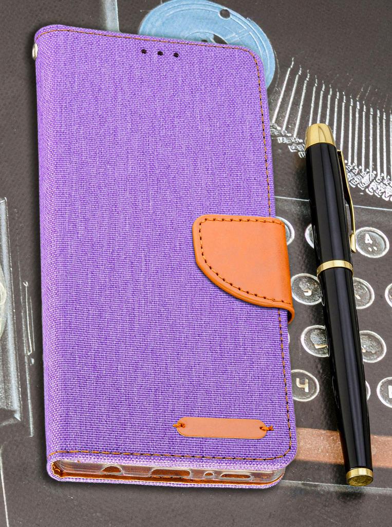 Etui Typu Portfel Do Oppo Find X9 Pro - Fioletowy Pokrowiec Canvas + Szkło