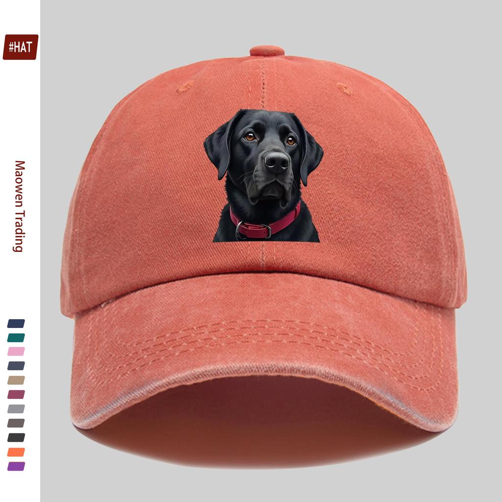 pc Majestic Black Labrador Dog Print Baseball Cap Showcasing Charming Eyes And Vibrant Red Collar Pet Print Design Decorative