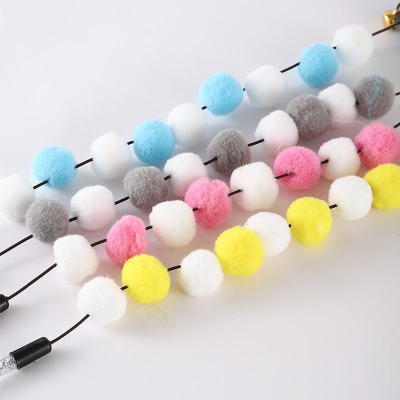 Cat Toys 1pcs Interactive Stick Feather Toys Kitten Teasing Durable Playing Plush Ball Pet Supplies Feather Cat Teasing Stick
