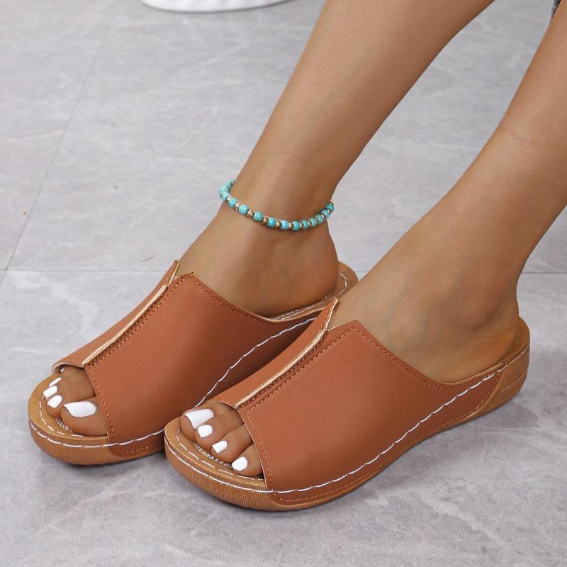 Fashion Summer Women's Platform Wedges Slippers 2024 Retro New Open Toe Casual Slip On Slides Shoes for Women Outdoor Women's Slippers
