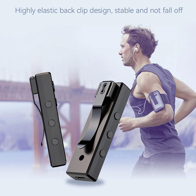 Портативный MP3-плеер Bluetooth 5.3 Аудиоприемник Hi-Fi Стерео Воспроизведение музыки FM-радио Дистанционная съемка Автоспуск Задний клип Дизайн Поддержка TF-карты