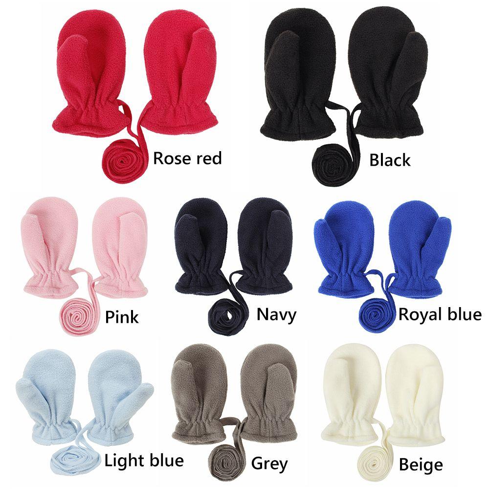 4T Polar Fleece Easy-On Baby Toddler Lanyard Mittens Boys Girls Gloves Fleece Lined Kids Mittens
