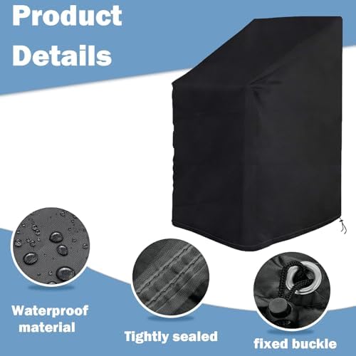 Rouzin 2 Pack Patio Chair Covers Waterproof 420D Stackable Outdoor Chair Cover Windproof Winter Protection 75x75x80/120cm