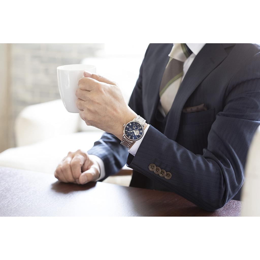[ORIENT STAR] Автоматические мужские часы M45 F7 Механические фазы Луны Сделано в Японии Открытое сердце 2 года гарантии Темно-синие RK-AY0103L