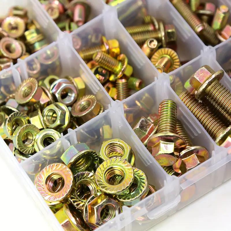 242pcs Grade 8.8 M5 M6 M8 Flanged Bolts and Nuts Kit, Metric Flanged Hex Screws Nuts Includes 14 Most Common Sizes