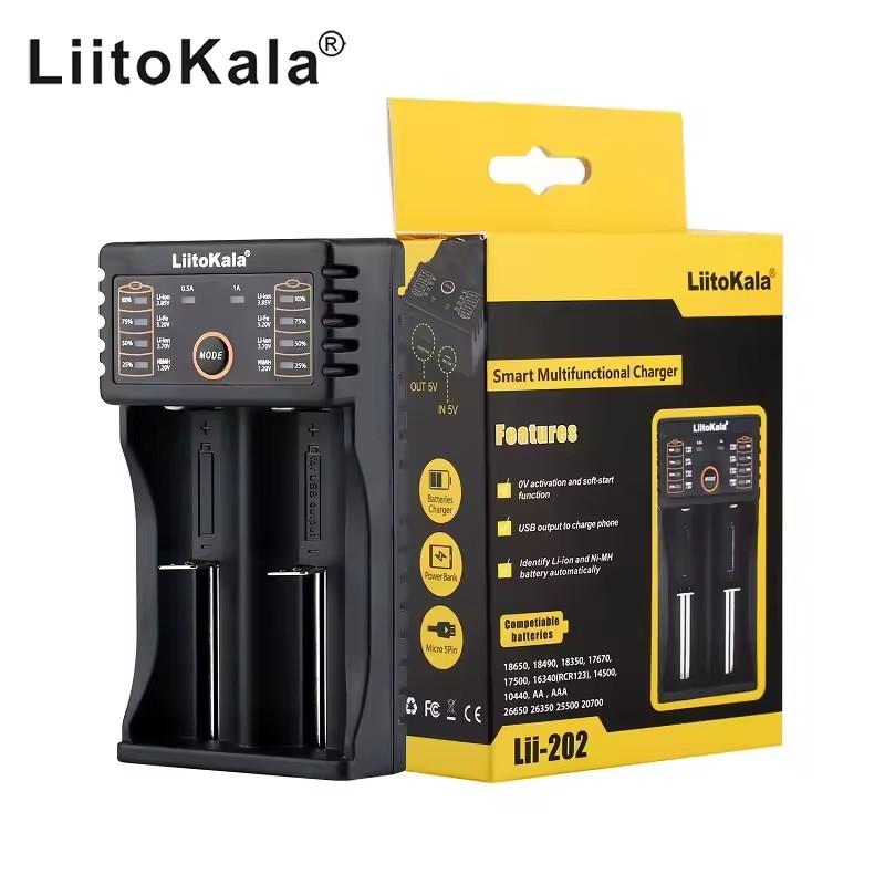 Liitokala Lii-202 18650 1.2V 3.7V 3.2V AA/AAA 26650 10440 16340 21700 20700 14500 18490 NiMH Литиевая Батарея Умное Зарядное Устройство