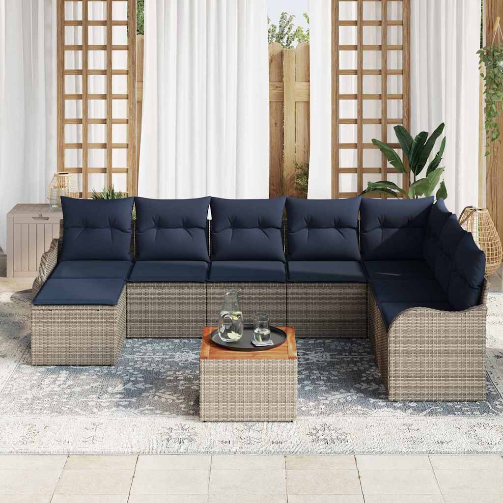 Garden Sofa Set 9 Pieces Gray Poly Rattan