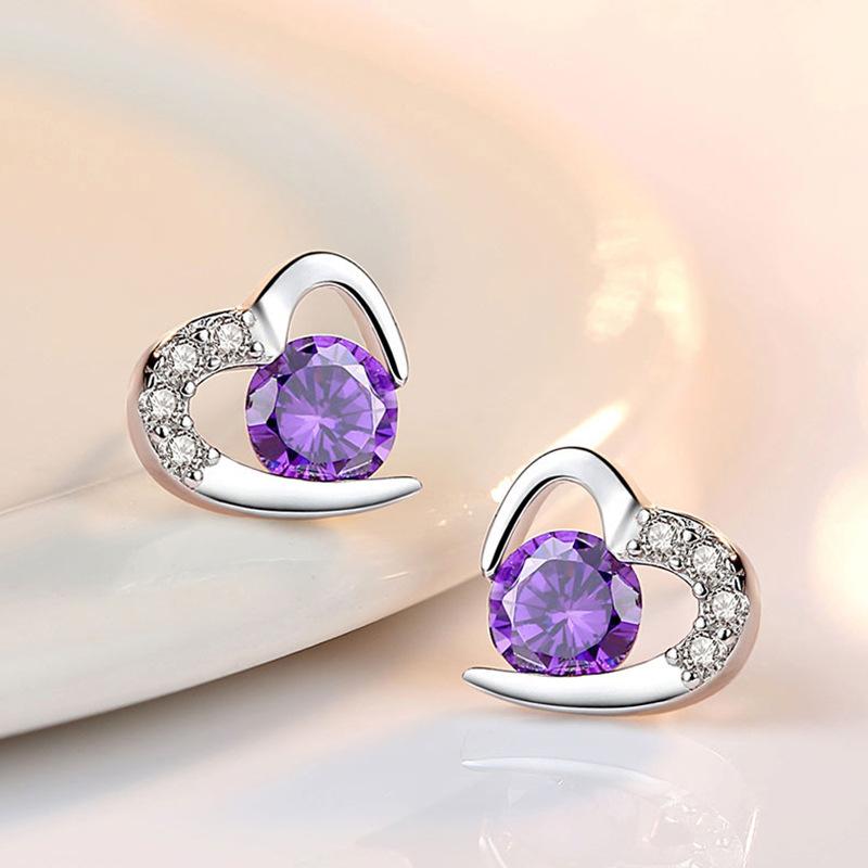 Серьги-гвоздики из стерлингового серебра S925 для женщин в форме сердца, стильные, изящные, простые, универсальные, новые серебряные аксессуары