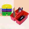 1/4pcs Stackable Thick Plastic Storage Boxes with Handles, 3 Compartments - Multi-Purpose Organizer for Classroom Supplies