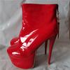Модные сексуальные ботильоны на высоком каблуке для женщин, модные лакированные короткие ботинки на платформе, белые, красные, фетиш-обувь для вечеринок, большой размер 45 47