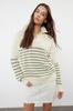 Women's Fashionable Stylish Sweater Cream Wide Fit Zippered Knitwear Sweater