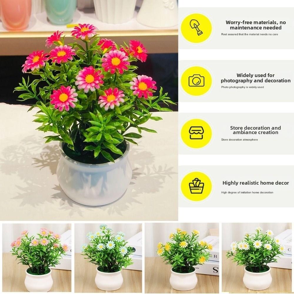 18*22cm Simulation Plant Flowers Plastic Fake Flower Potted Fence Flower Set Home Decor