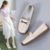 Female Casual Shoe Leather Leather Hollow Flat Shoes Summer Lazy Shoes Mother Shoes Nurses Shoes