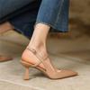 New Spring Leather Slingbacks Pumps Fashion Pointed Toe Shallow 6cm High Heels Buckle Strap Heels For Women Dress Shoes