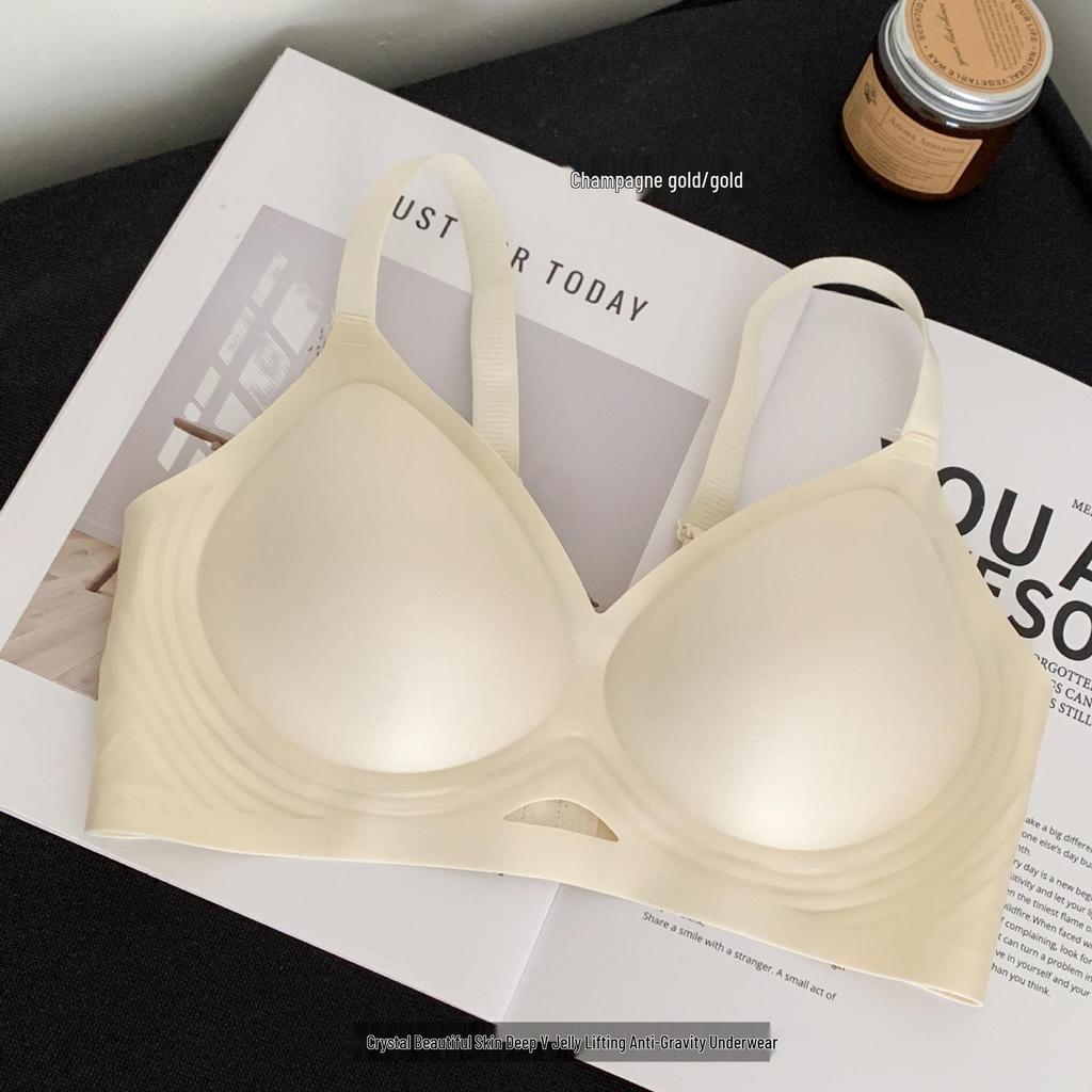 Желейный Мягкий Бесшовный Тонкий Бюстгальтер из Ледяного Шелка для Женщин - Поддержка Маленькой Груди, Предотвращение Провисания, Без Косточек, Собирающий Стиль