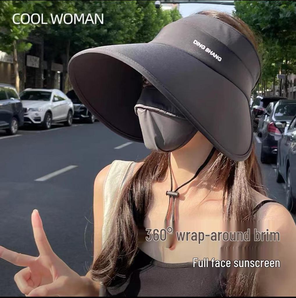 Женская велосипедная шляпа от солнца с УФ-защитой, закрывающая лицо, и модным дизайном с открытым верхом