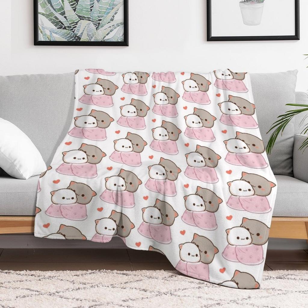 Mochi Peach goma cat blanket love Throw Blanket Cozy Warm Blanket for Bed Room Decor