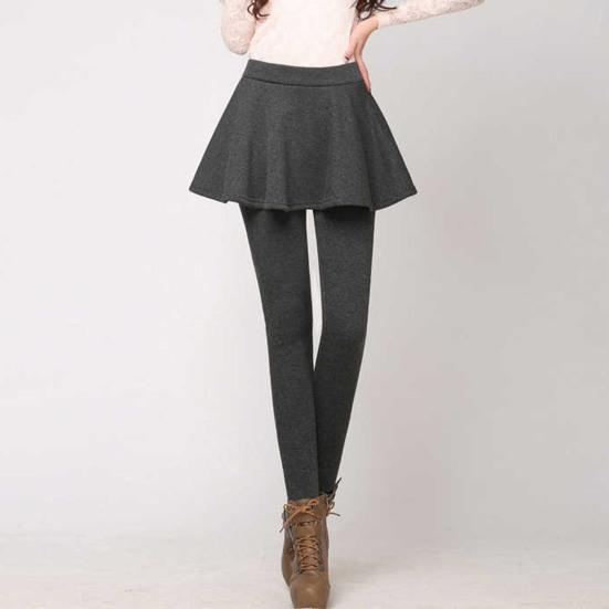 Женские брюки осень-зима, имитация двухсекционного высокоэластичного плиссированного трапециевидного силуэта, леггинсы в стиле пэчворк из плотной плюшевой подкладки, однотонные