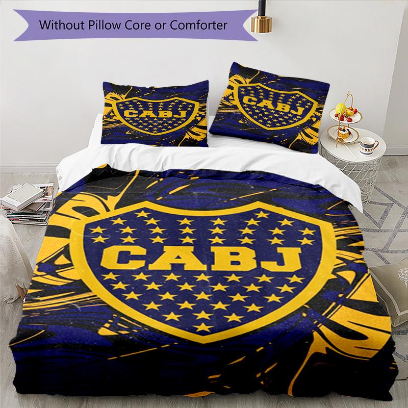 Boca Juniors Football Club Design Pattern Duvet Cover Set – includes 1 duvet cover and 2 matching pillowcases Bedroom decor Christmas gifts